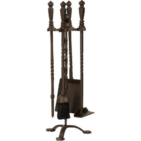 Dagan Wrought Iron Stove Fireplace Tool Set - Twist Style, Bronze - 5 Piece 1105B